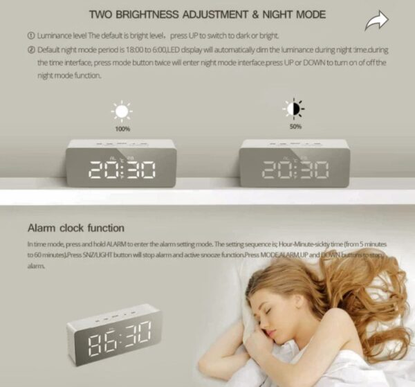 Alarm Mirror Clock - Image 2