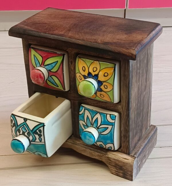 Four Drawer Wooden Rack