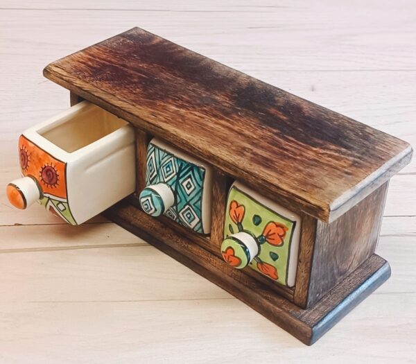 Three Drawer Wooden Rack